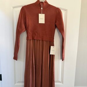 Bohme Terracotta Long Sleeve Maxi Dress